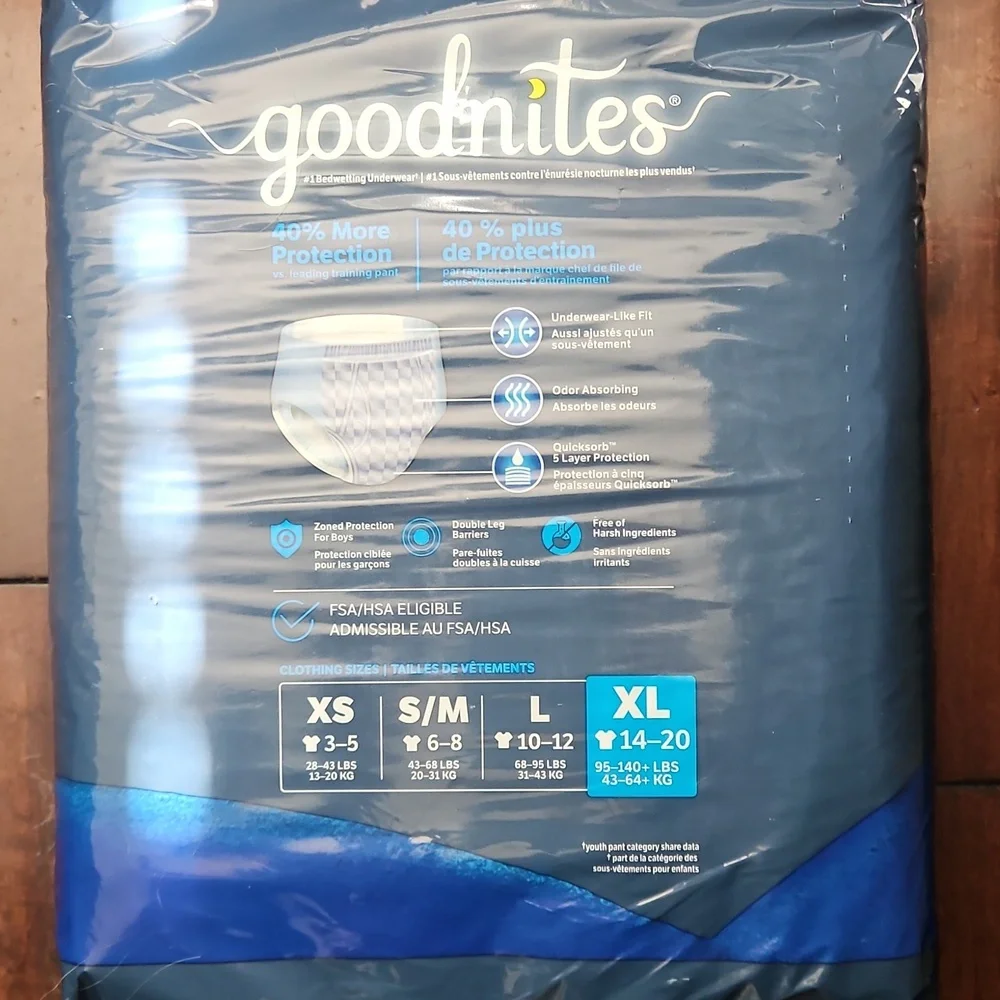 Goodnites Bedwetting Underwear XL 21 Ct Boys 95–140 lbs New Sealed Pack